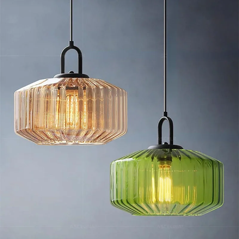 Decor Lighting Fixtures - Lampu gantung kaca warna Retro Nordic