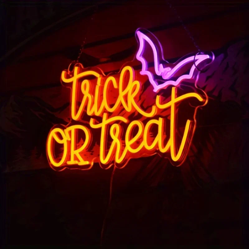 Home Decor Lighting Tricks - Lampu tanda Neon trik or Treat