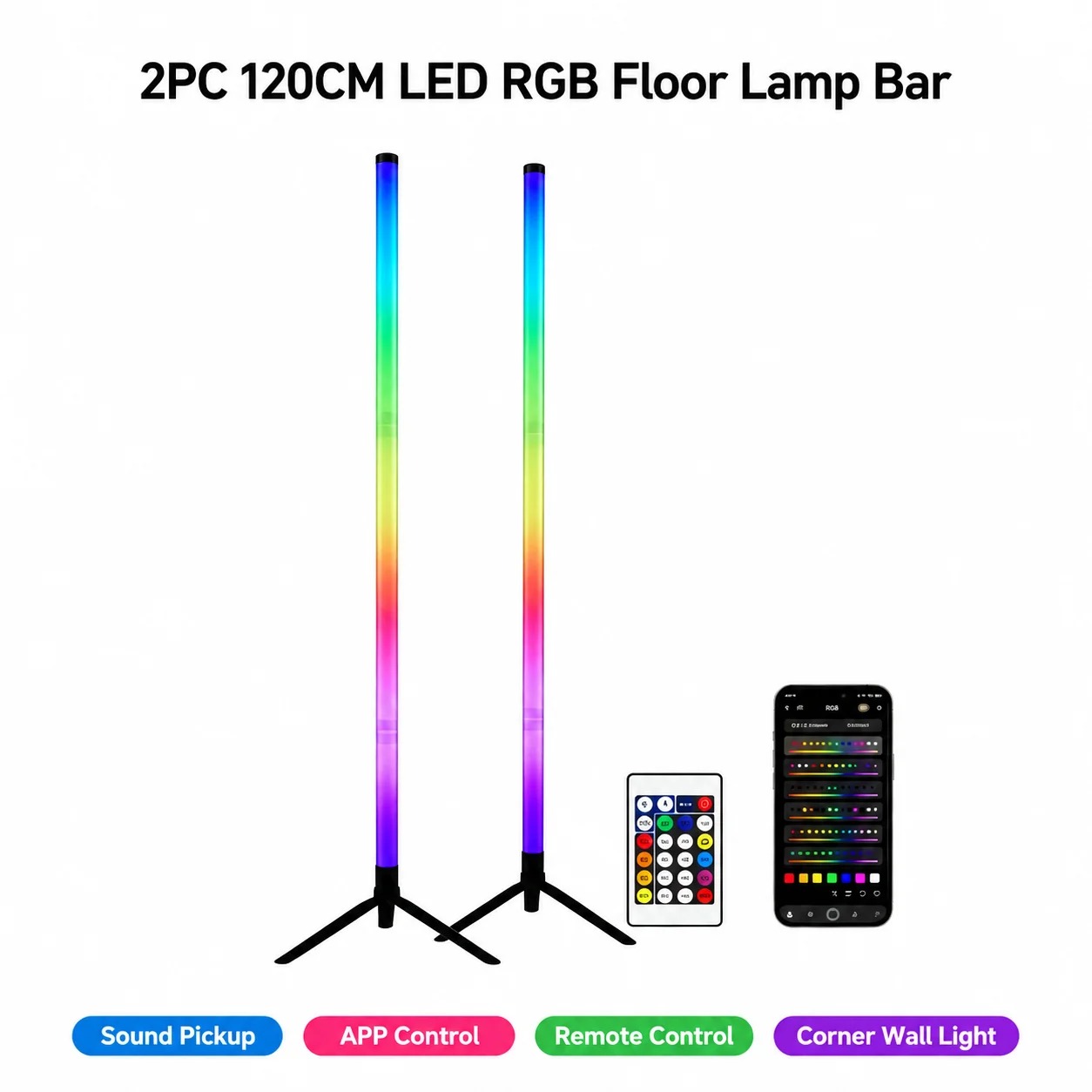 Ambient Lighting Decor For Room - 2 Paket Lampu Lantai Sudut LED