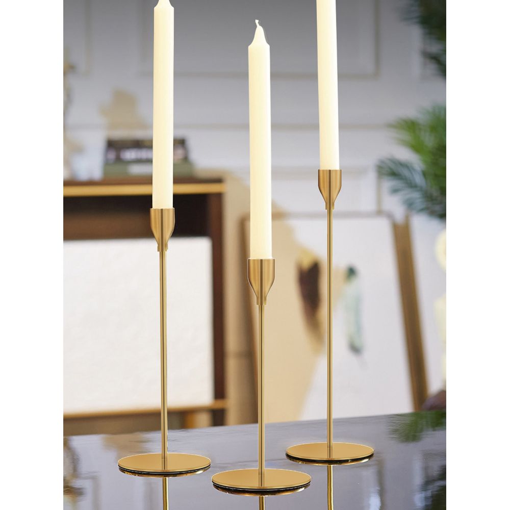 Lighting Decor Wedding - Set 3 Lilin Tembaga, Hiasan Logam