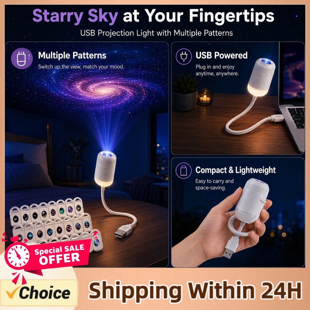 Star Projector Night - Lampu Proyektor Langit Berbintang USB HD,