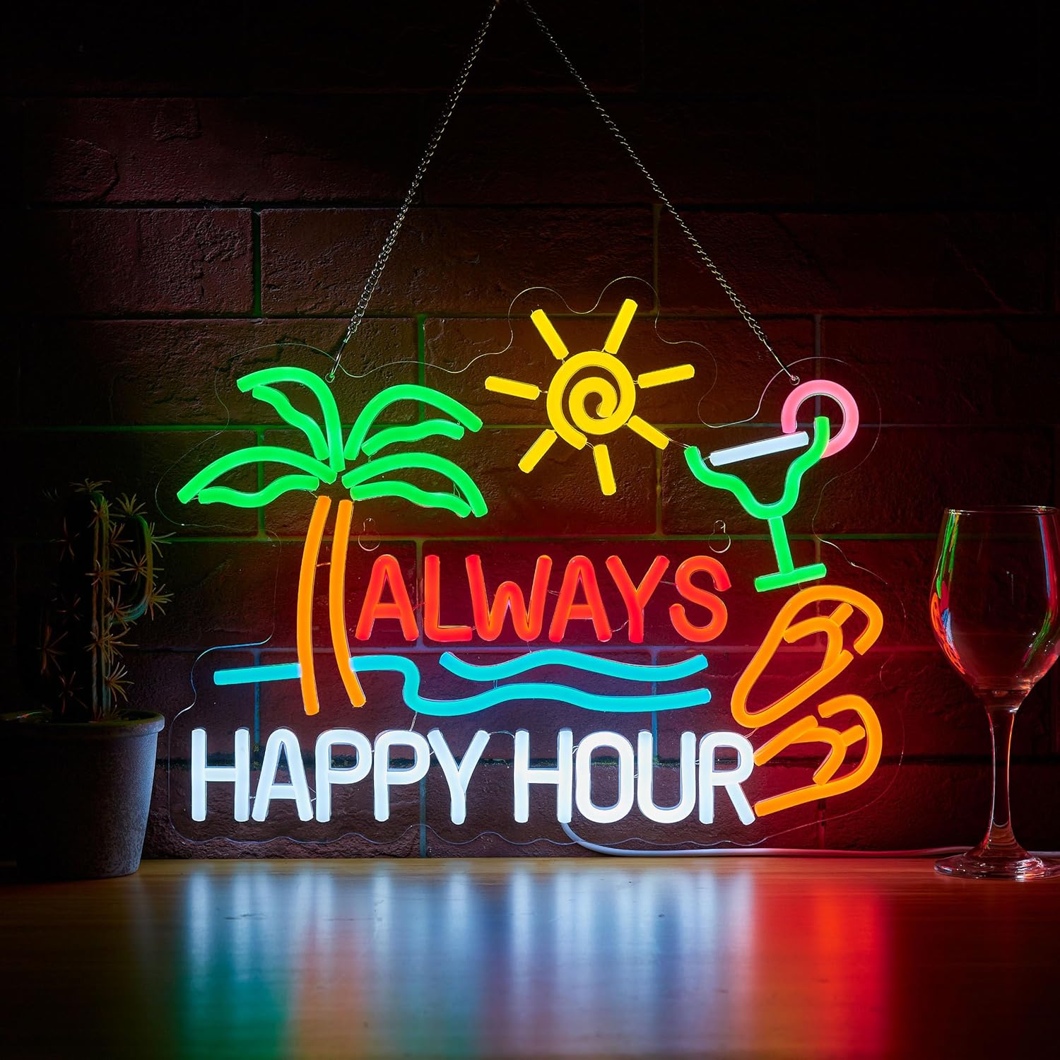 Wall Decor Lighting - Neon Sign Bar Bir Happy Hour