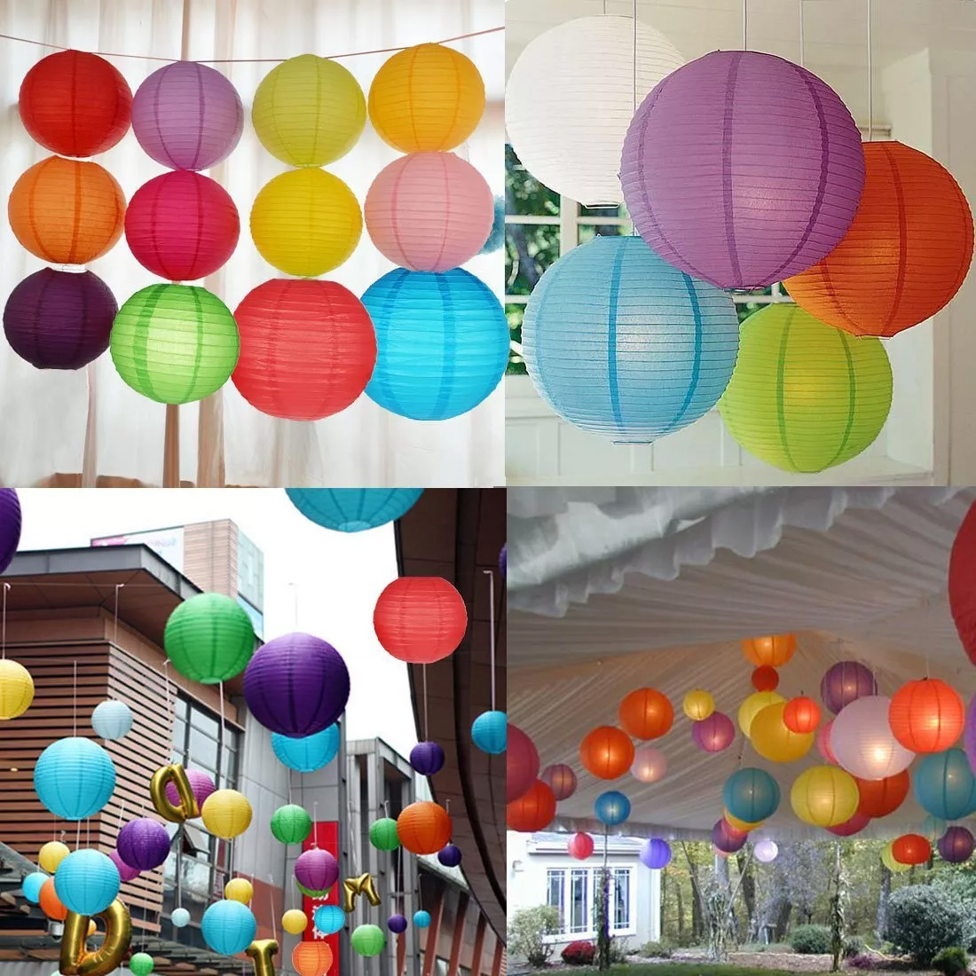 Lantern Paper Solar - Lampu Kertas (8-Inci (20 cm) Berwarna-warni,