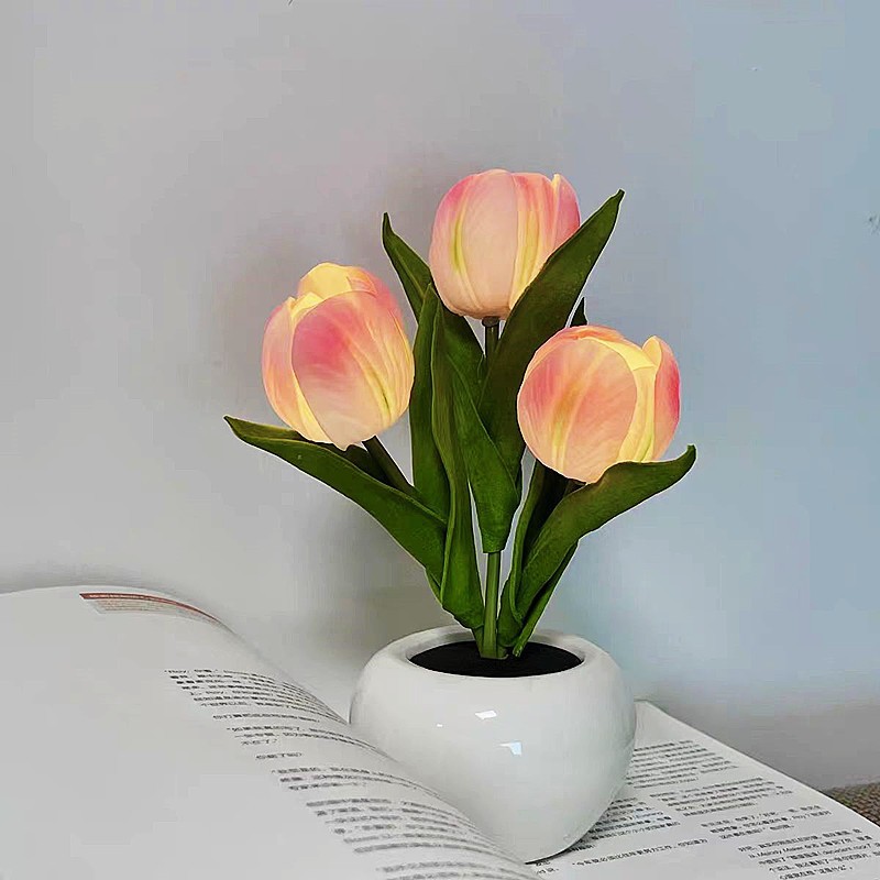 Ambient Lighting Decor For Room - Lampu LED Tulip Simulasi Bunga, Lampu