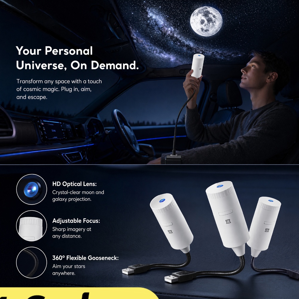 Star Projector Night - Proyektor Bintang Galaksi Mini Dua Dalam