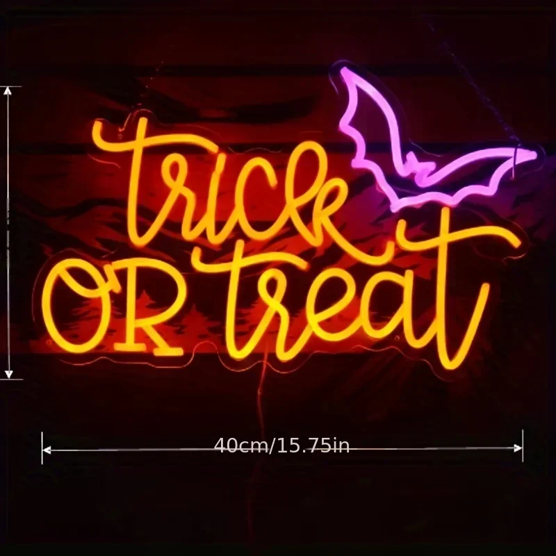 Lampu tanda Neon trik or Treat - Home Decor Lighting Tricks ulasan dan harga