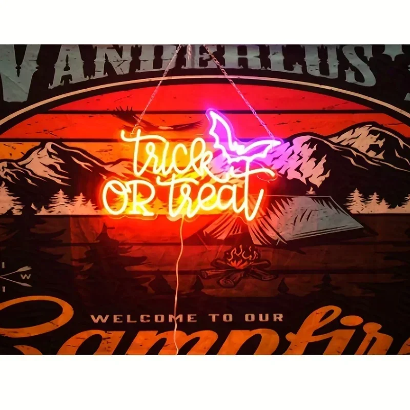 Lampu tanda Neon trik or Treat - Home Decor Lighting Tricks ulasan dan harga