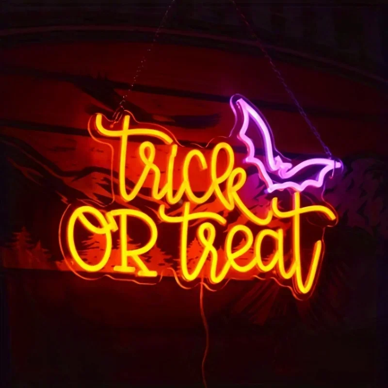 Lampu tanda Neon trik or Treat - Home Decor Lighting Tricks ulasan dan harga