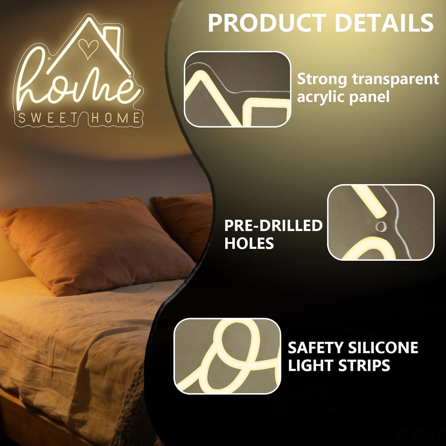 Lampu LED Neon Sweet Home USB  - Lighting Decor Home ulasan dan harga
