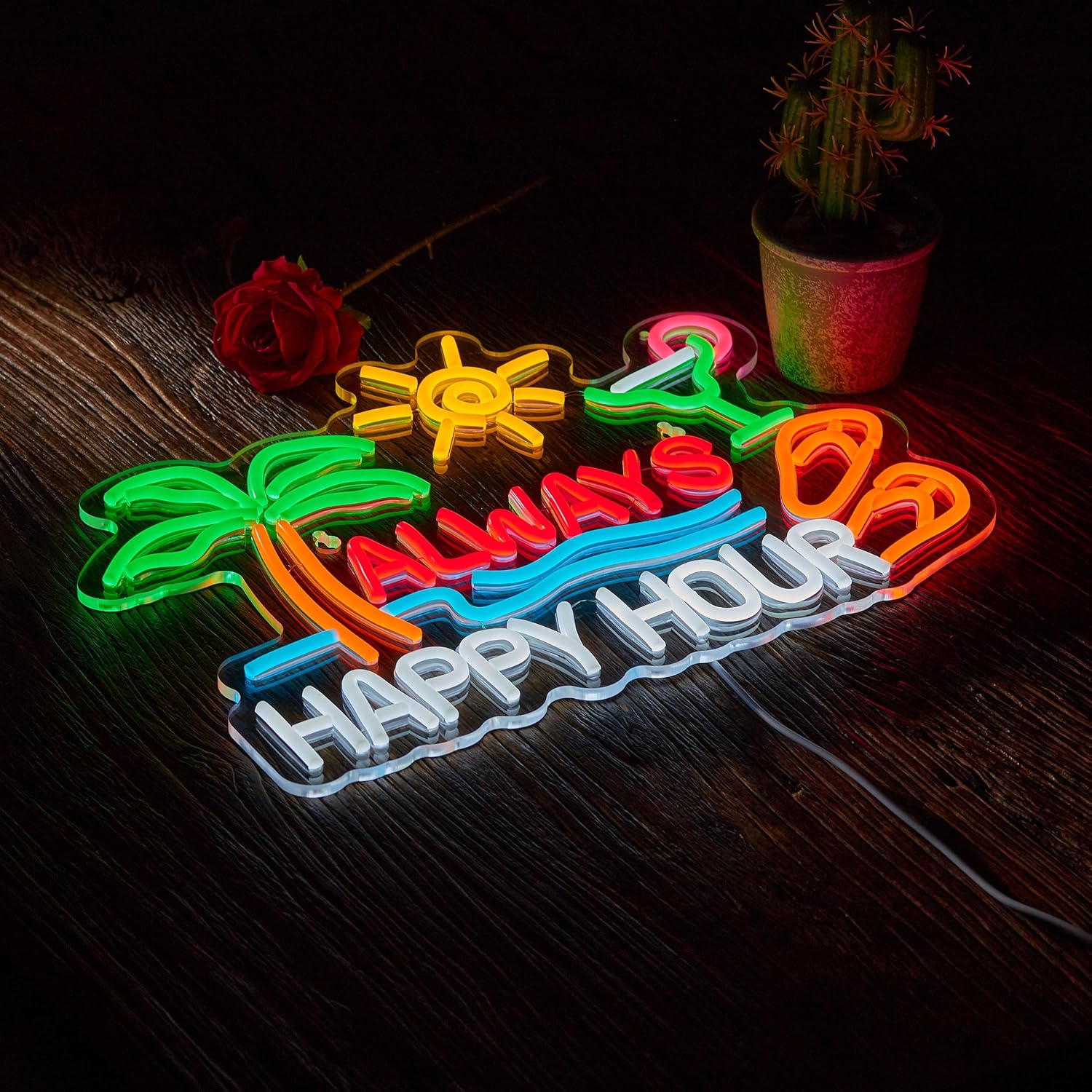 Neon Sign Bar Bir Happy Hour u - Wall Decor Lighting ulasan dan harga