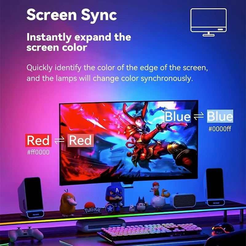 Lampu Gaming RGB Strip Lampu L - Ambient Lighting Decor For Room ulasan dan harga