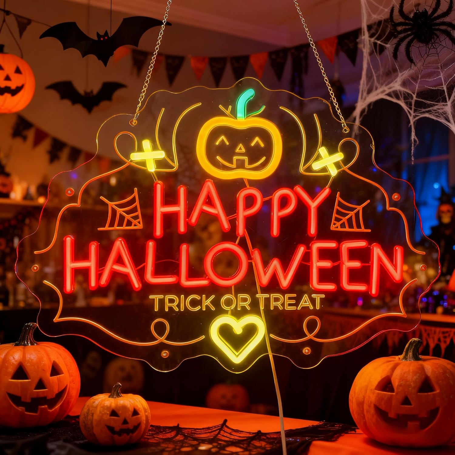 Lampu Neon LED Happy Halloween - Home Decor Lighting Tricks ulasan dan harga