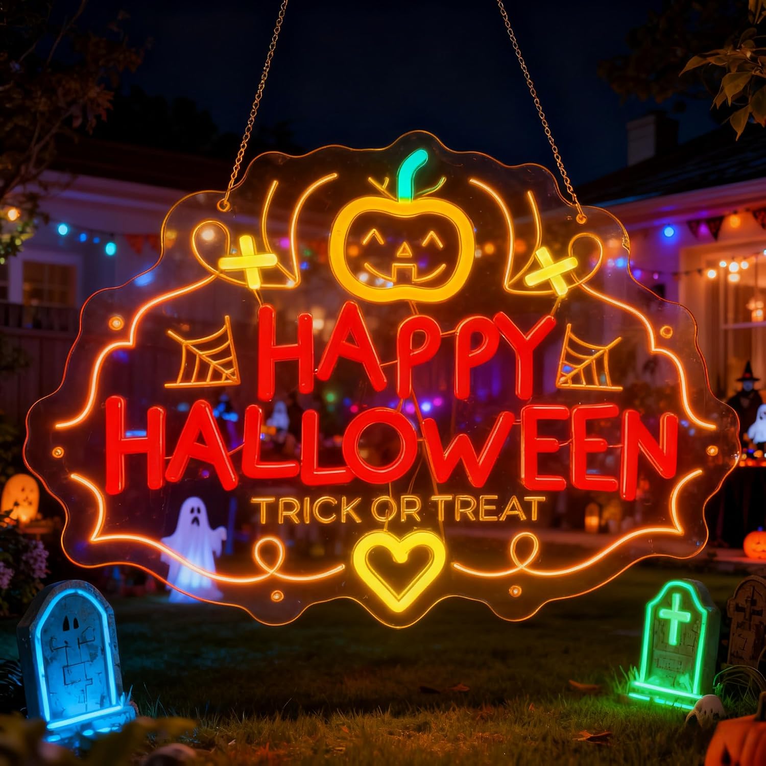 Lampu Neon LED Happy Halloween - Home Decor Lighting Tricks ulasan dan harga