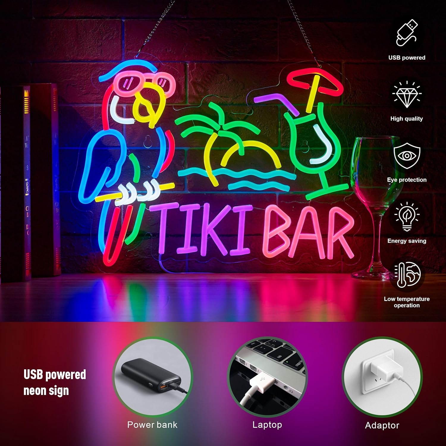 Lampu Neon LED USB Bentuk Buru - Wall Decor Lighting ulasan dan harga