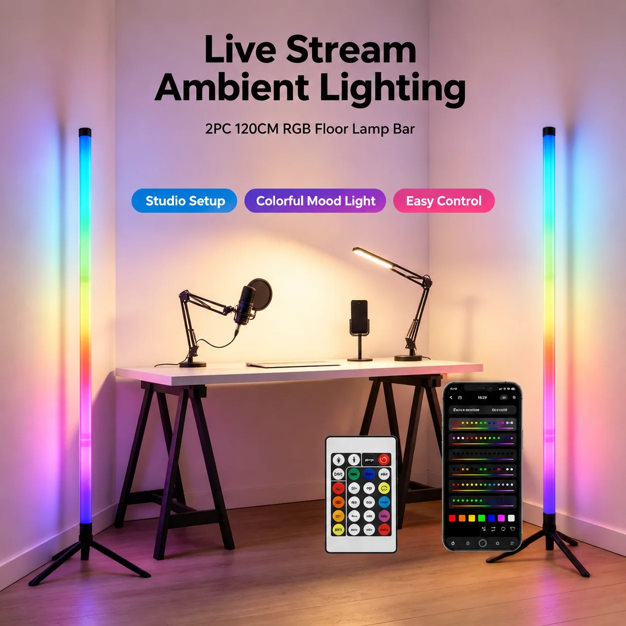2PCS Lampu Lantai RGB 120CM, L - Lighting Decor Home ulasan dan harga