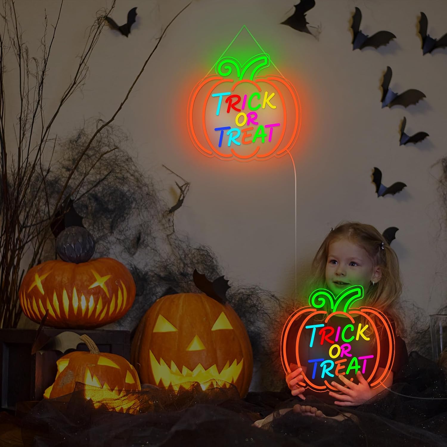Lampu Neon LED Labu Trick Or T - Home Decor Lighting Tricks ulasan dan harga